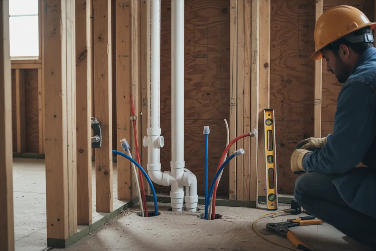 Drain and supply rough-in during Sump Pump Repair in Sonoita
