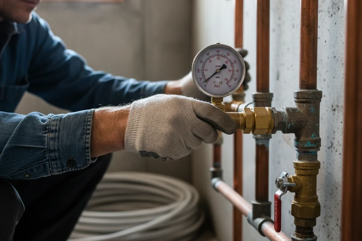 Pressure testing a repaired line during Water Line Repair in Sonoita